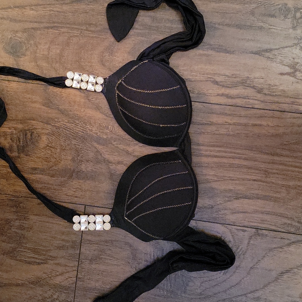 Beach Bunny Black Halter Bikini Top